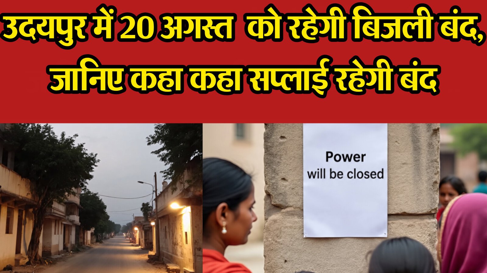 बुधवार को उदयपुर के कई इलाकों में 5 घंटे बिजली बंद रहेगी